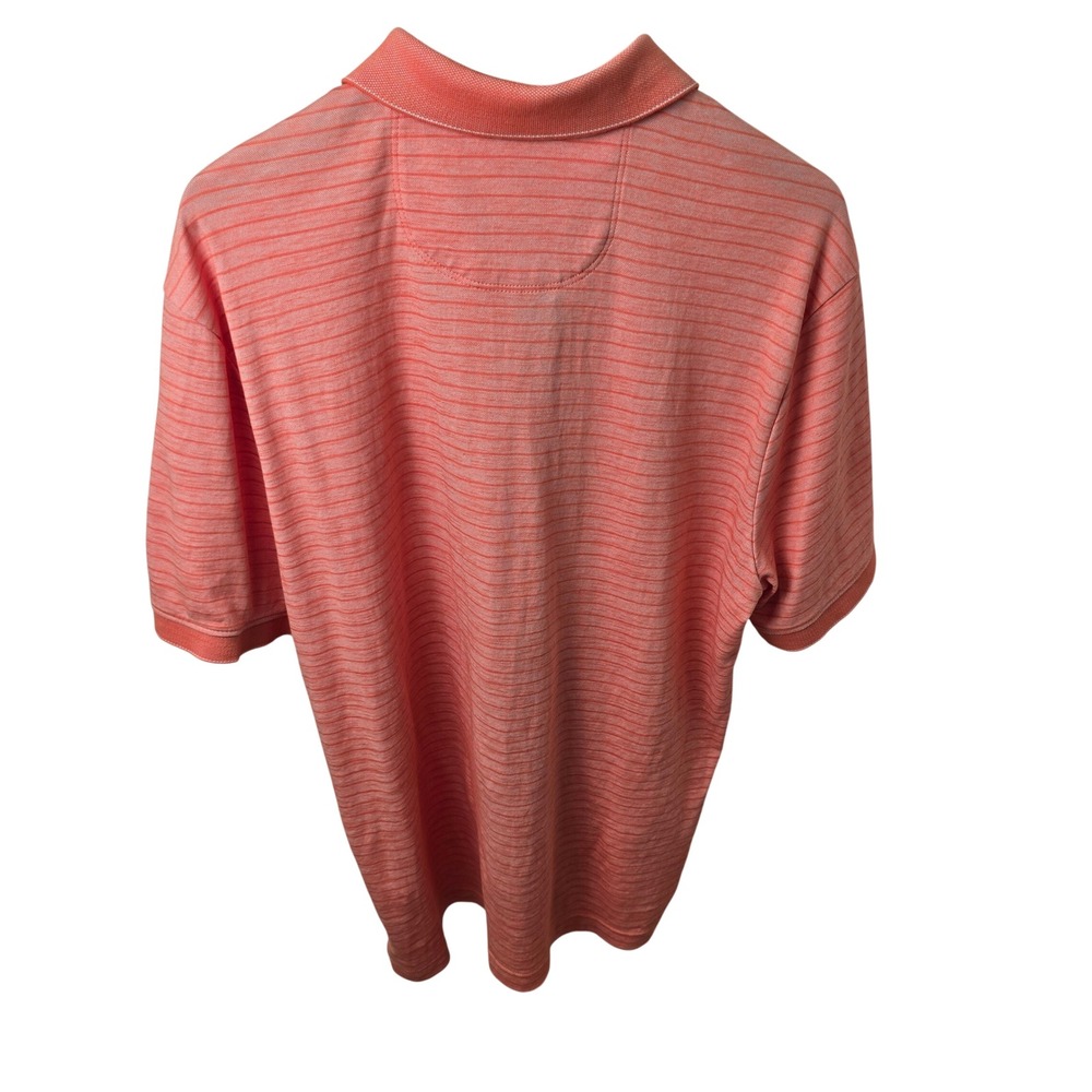 Tommy Bahama Polo Shirt Mens Large Coral Orange Striped Short Sleeve Cotton - Picture 5 of 13